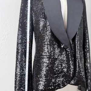 NWT Ralph Lauren Black Sequin Shawl Collar Blazer Size 6